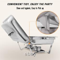 Stainless Steel Chafer Set Buffet Chafing Dishwith 8 Quart Food Pan silver Kit