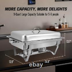 Stainless Steel Chafer Set Buffet Chafing Dishwith 8 Quart Food Pan silver Kit