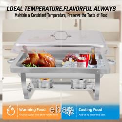 Stainless Steel Chafer Set Buffet Chafing Dishwith 8 Quart Food Pan silver Kit