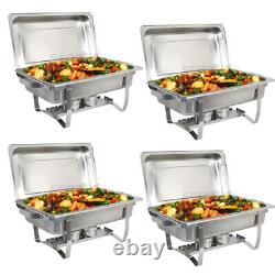 Stainless Steel Chafing Dish 8 Quart Buffet Rectangular Chafer Catering 4 Pack