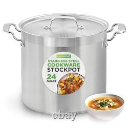Stainless Steel Cookware Stock Pot 24 Quart, Heavy Duty Induction 24 Quarts