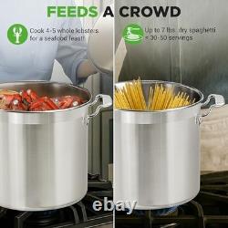 Stainless Steel Cookware Stock Pot 24 Quart, Heavy Duty Induction 24 Quarts