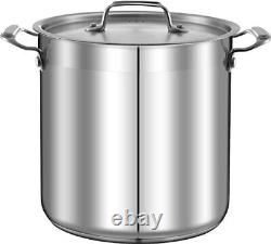 Stainless Steel Cookware Stockpot 20 Quart Heavy Duty Induction Pot Soup Po