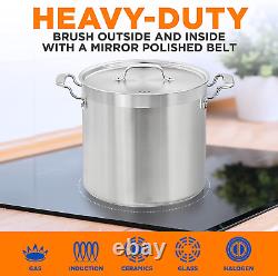 Stainless Steel Cookware Stockpot 20 Quart, Heavy Duty Induction Pot, Soup Pot