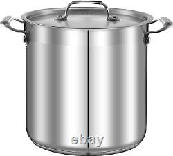 Stainless Steel Cookware Stockpot 20 Quart, Heavy Duty Induction Pot, Soup Pot