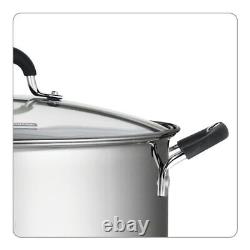 Stainless Steel Covered Stock Pot 22 Quart Tri-Ply Base Durable Home Kitchenware