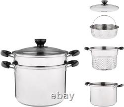 Stainless Steel Pasta Pot With Strainer Insert 4pc 10 Quart, Steamer for cook
