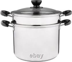 Stainless Steel Pasta Pot With Strainer Insert 4pc 10 Quart, Steamer for cook