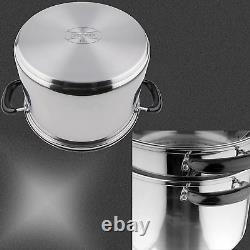 Stainless Steel Pasta Pot with Strainer Insert 4Pc 10 Quart, Steamer for Cooking