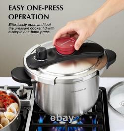 Stainless Steel Pressure Cooker 8.5 Quart, 3-In-1 Olla De Presion, Easy One-Hand