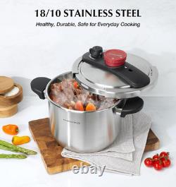 Stainless Steel Pressure Cooker 8.5 Quart, 3-In-1 Olla De Presion, Easy One-Hand