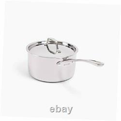 Stainless Steel Saucepan 4 Quart, Tri-Ply, Aluminum Core, 4 QT Sauce Pan