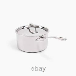 Stainless Steel Saucepan 4 Quart, Tri-Ply, Aluminum Core, 4 QT Sauce Pan