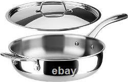 Stainless Steel Saute Pan with Lid 3 Quart Kitchen Induction Cookware