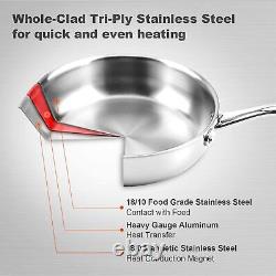 Stainless Steel Saute Pan with Lid 3 Quart Kitchen Induction Cookware