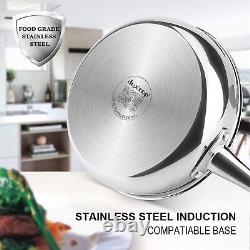 Stainless Steel Saute Pan with Lid 3 Quart Kitchen Induction Cookware