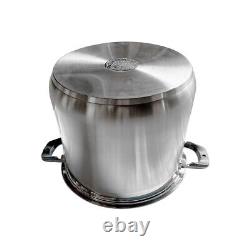 Stainless Steel Stock Pot, 30 Quart Pot with Glass Lid, Heat-Proof Double Handles
