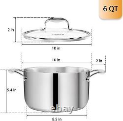 Stainless Steel Stock Pot 6 Quart Stockpot with Stainless Steel Handles Capsule