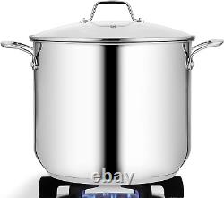 Stainless Steel Stock Pot Food Grade Heavy Duty Lid Induction Dishwasher Safe
