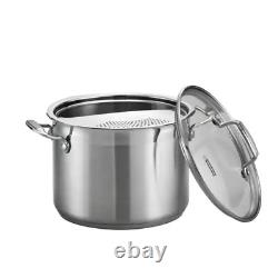 Stainless Steel Stock Pot Handled Glass Lidded Cooking Equipment 6 Quart 3Pc Set