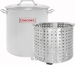 Stainless Steel Stock Pot with Elevated Steamer Basket 80 Quart Large Capacity