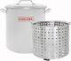 Stainless Steel Stock Pot With Elevated Steamer Basket 80 Quart Large Capacity