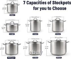 Stainless Steel Stock Pot with Lid 20 Quart Capacity, Professional Grade