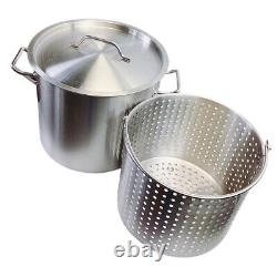 Stainless Steel Stock Pot withSteamer Basket for Boiling and Steaming (32 Quart)