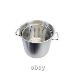 Stainless Steel Stock Pot withSteamer Basket for Boiling and Steaming (32 Quart)