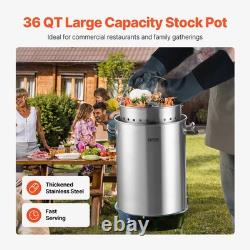 Stainless Steel Stockpot, 36 Quart Cooking Pots, Cookware Sauce Pot with Basket