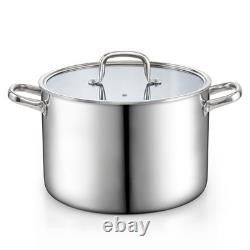 Stainless Steel Stockpot with Lid 12 Quart, Tri-Ply Clad 12 Quarts Silver