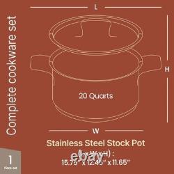 Stainless Steel Stockpot with Lid 20 Quart, Durable 18/8 Stainless Steel, Imp