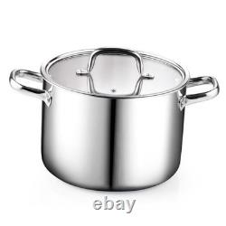 Stainless Steel Stockpot with Lid 6 Quart, Tri-Ply Clad Soup 6 Quarts Silver