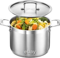 Stainless Steel Stockpot with Lid 8 Quart, Durable 18/8 Stainless Steel
