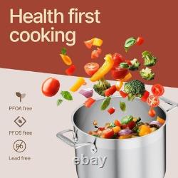 Stainless Steel Stockpot with Lid 8 Quart, Durable 18/8 Stainless Steel