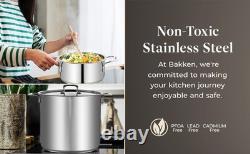 Stainless Steel Stockpot with Lid 8 Quart, Durable 18/8 Stainless Steel