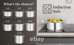 Stainless Steel Stockpot with Lid 8 Quart, Durable 18/8 Stainless Steel