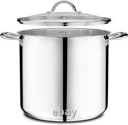 Stainless Steel Stockpot with Tempered Glass Lid 20 Quart, Durable 18/0 Stainles