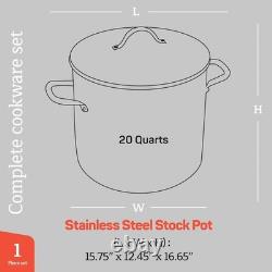 Stainless Steel Stockpot with Tempered Glass Lid 20 Quart, Durable 18/0 Stainles