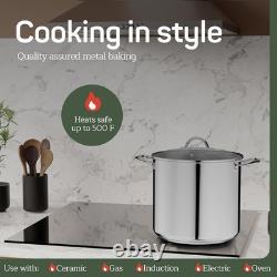 Stainless Steel Stockpot with Tempered Glass Lid 20 Quart, Durable 18/0 Stainles