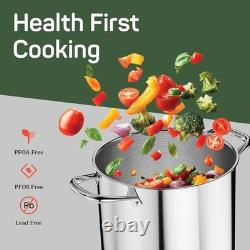 Stainless Steel Stockpot with Tempered Glass Lid 20 Quart, Durable 18/0 Stainles