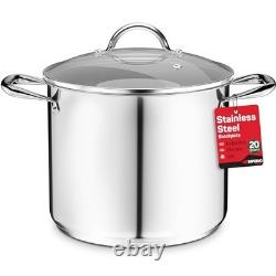 Stainless Steel Stockpot with Tempered Glass Lid 20 Quart, Durable 20 Quarts