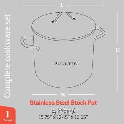 Stainless Steel Stockpot with Tempered Glass Lid 20 Quart, Durable 20 Quarts