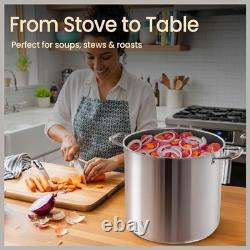 Stainless Steel Stockpot with Tempered Glass Lid 20 Quart, Durable 20 Quarts