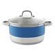 Stainless Steel Stripes Cookware, 6 Quart Stockpot, Blue Cove