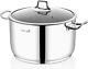 Stainless Steel Tri-ply Capsulated Bottom 8 Quart Stock Pot With Glass Lid, Indu
