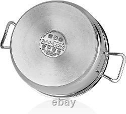 Stainless Steel Tri-Ply Capsulated Bottom 8 Quart Stock Pot with Glass Lid, Indu