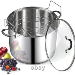 Stainless Steel Water Bath Canner 20 Quart Pot with Jar Rack for Safe Jarring