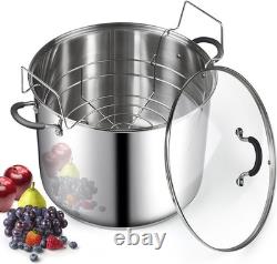 Stainless Steel Water Bath Canner 20 Quart Pot with Jar Rack for Safe Jarring