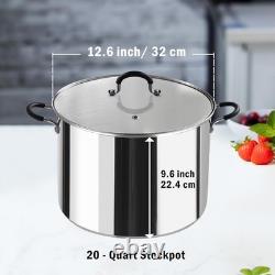 Stainless Steel Water Bath Canner 20 Quart Pot with Jar Rack for Safe Jarring